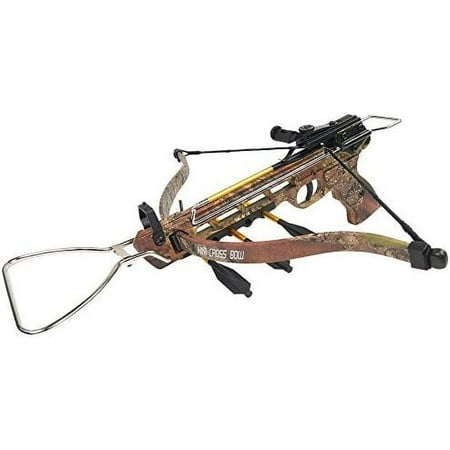 iGlow 80 lb Black/Camouflage Aluminum Hunting Pistol Crossbow Bow with Build-in Arrow Holder +15 Bolts/Arrow 50