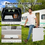 6 Foot Folding Table with Carrying Handle, plastic fold table, with Sturdy Steel Frame for Indoor Outdoor Camping, Picnic and Party, White