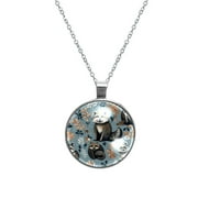 Raccoon Glass Design Circular Pendant Necklace - Stylish Women's Fashion Jewelry by XYZ Brand