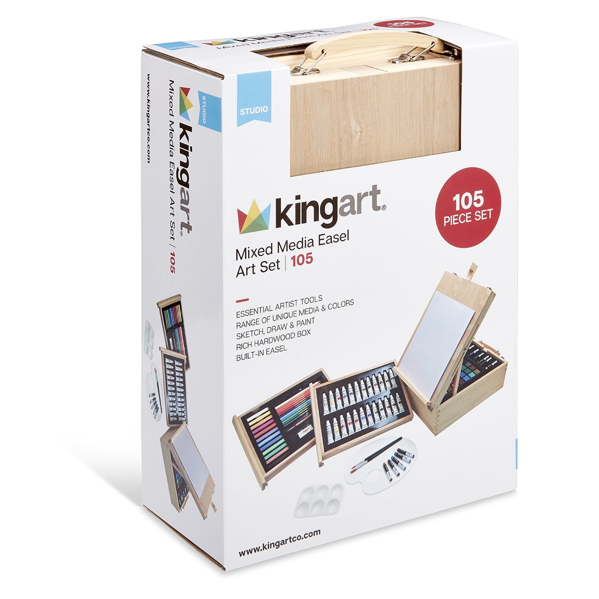 Kingart 855-8 White Mini 3 x 3 Stretched Artist Canvas w/Display Easels, Value Pack of 8 ea. Square Canvases & Wood Easels, Gesso Primed - 100%
