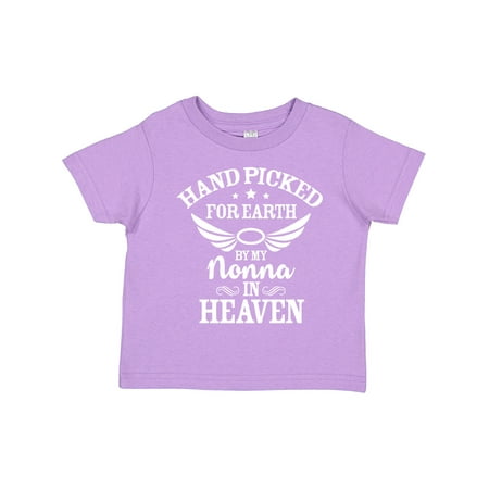

Inktastic Handpicked for Earth by My Nonna in Heaven with Angel Wings Gift Toddler Boy or Toddler Girl T-Shirt