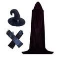 thumbnail image 3 of Conjunto de disfraz de de Halloween, recuerdos de fiesta, capa con capucha para foto, Cosplay 3 piezas Yuyangstore Disfraz De Bruja De Halloween, 3 of 8
