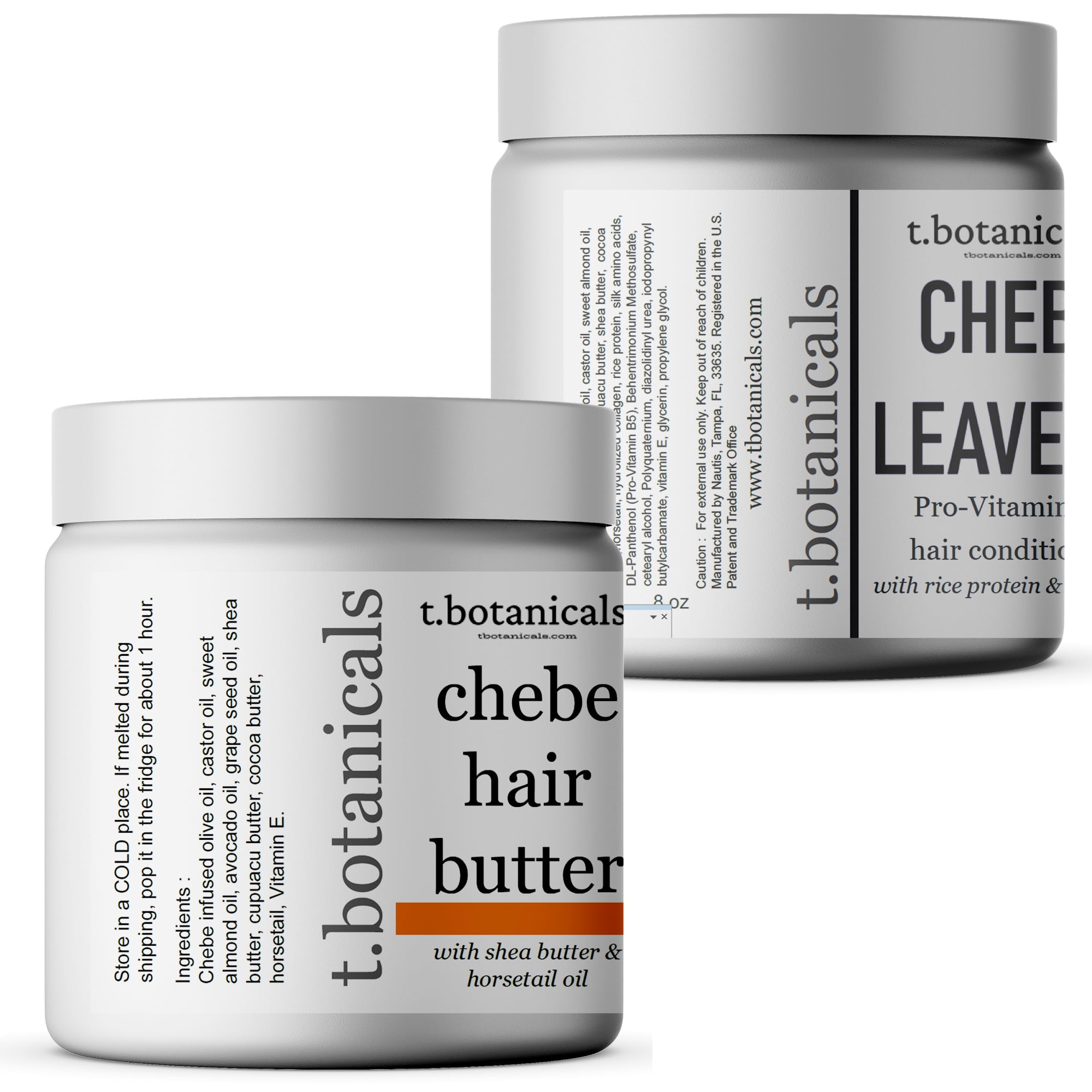 Set of Chebe Butter and Chebe Leave In Conditioner for Lustrous Locks Promote Longer Stronger Hair Growth Thickening Eliminate Hair Breakage Infused with Chebe Powder Made in USA