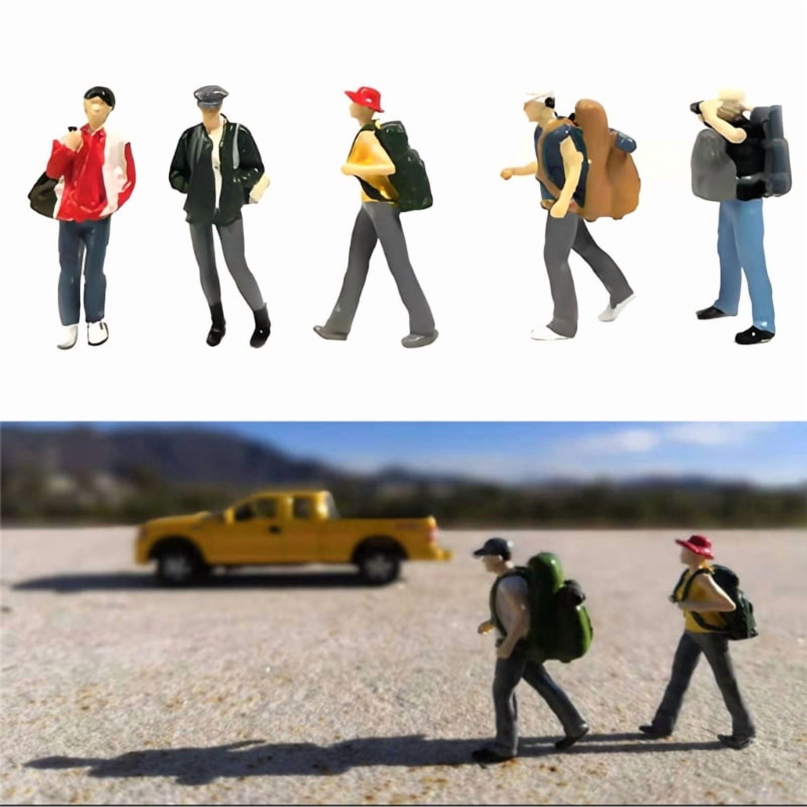 1:64 Scale Hand Painted Resin Collectible Figure Miniature Model Accessories Realistic Backpackers Figure Model Gift