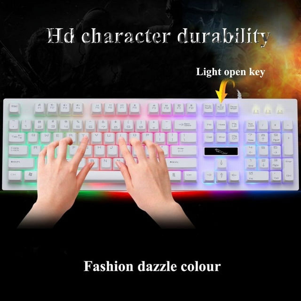 Gaming Keyboard and Mouse Combo, RGB Rainbow LED Backlit Keyboard, PC Gaming Keyboard Mechanical, 6 Changing Colors Mouse, USB Wired Keyboard Gaming for Windows Computer PC Gamer Laptop Office Work