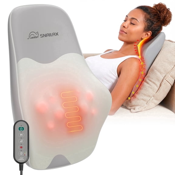 Snailax Neck & Back Massager with Heat, 4D Deep Kneading Shiatsu 8 Massage Nodes, Gift