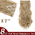 thumbnail image 2 of Full Head Clip Synthetic in Hair Extensions 8 Piece 18 Clips Hairpiece Long Curly Straight, 2 of 5