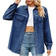 thumbnail image 2 of Leesechin Denim Jackets for Women Denim Jacket Long Sleeve Slimming Cardigan Pocket Coat Tops, 2 of 5