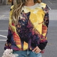 thumbnail image 2 of Sweatshirt For Womens Crewneck Colorful Lone Wolf Hoodies Teen Girls Cute, 2 of 7