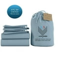 thumbnail image 1 of 7-PC Split King Organic 1000-TC Cotton Sheet Set - 15" Deep Pockets with 4 Pillowcases - Light Blue, 1 of 7