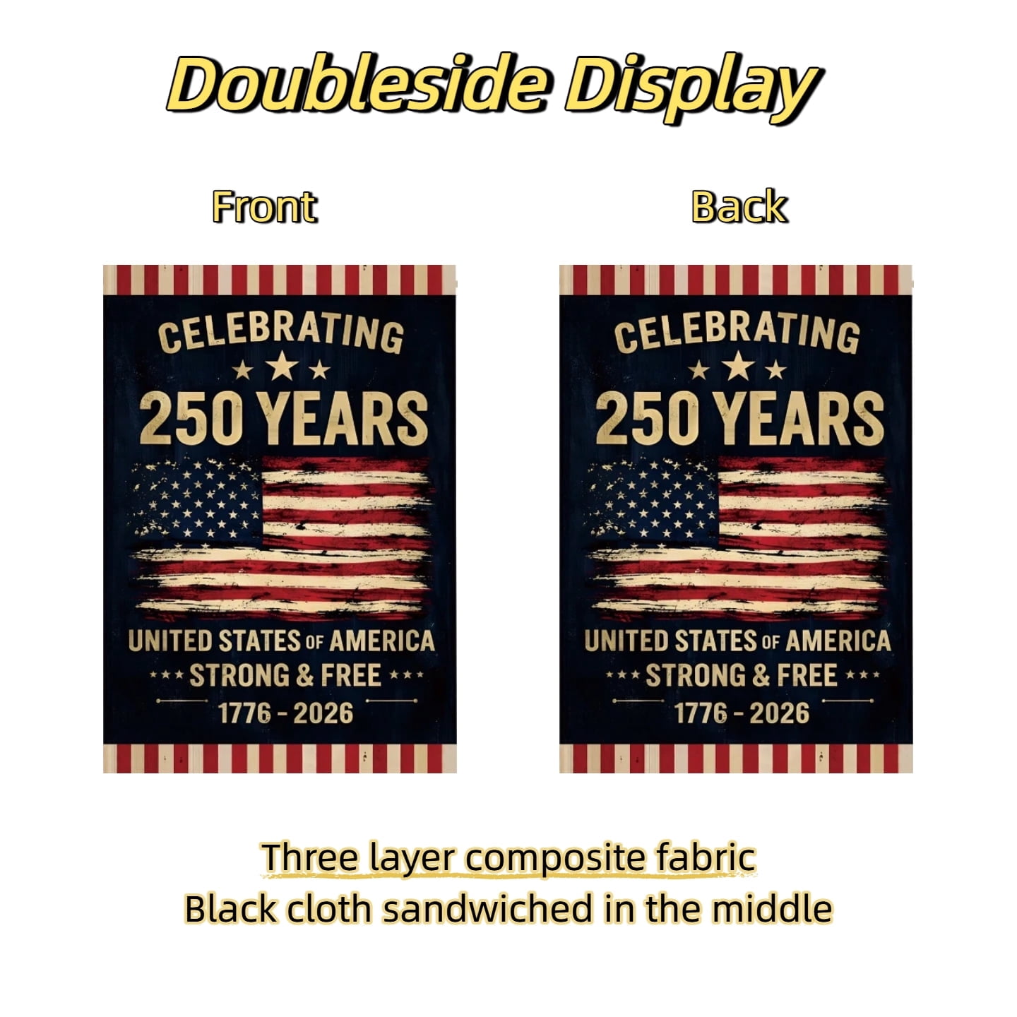 10pcs 250th Anniversary Flag Doubleside Linen Celebrating 250 Years Anniversary Flags Retro 1776-2026 Patriotic Flags for Outdoor Lawn Garden Decor