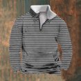 thumbnail image 2 of DODADAWANJ Quarter Zip Pullover for Men Stripe Print Stand Collar Hoodies Big and Tall with Pocket Sweatshirt for Leisure Daily Workout M, 2 of 6