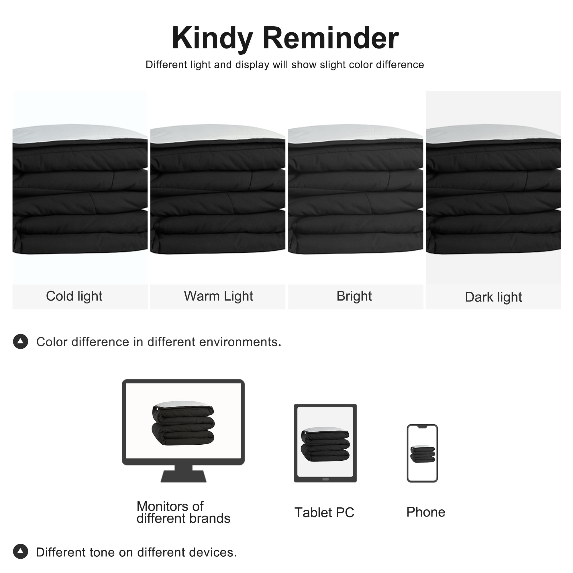 Unique Bargains Quilt Lightweight Down Comforter Black/Light Gray King