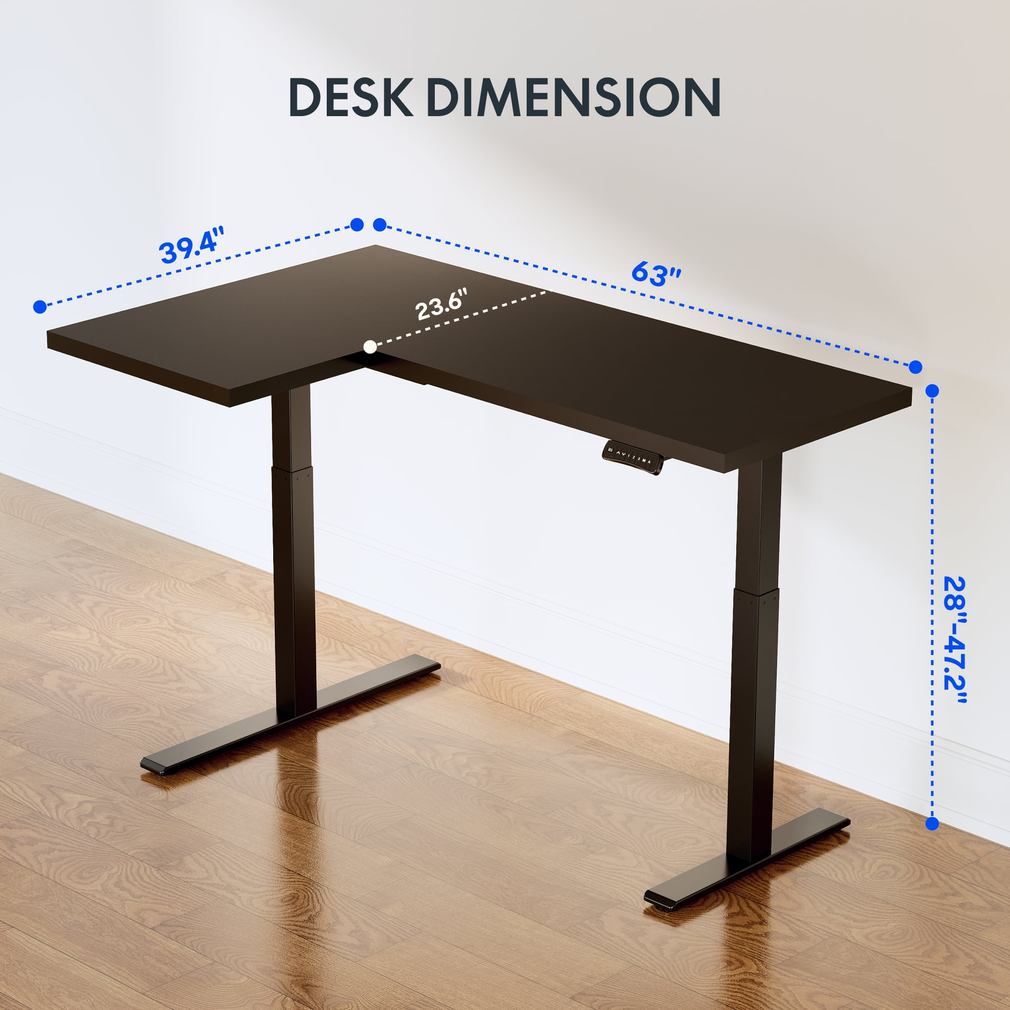 FLEXISPOT 63"x40" L Shaped Height Adjustable Standing Desk Dual Motor Corner Desk Black Computer Desk with Splice Board