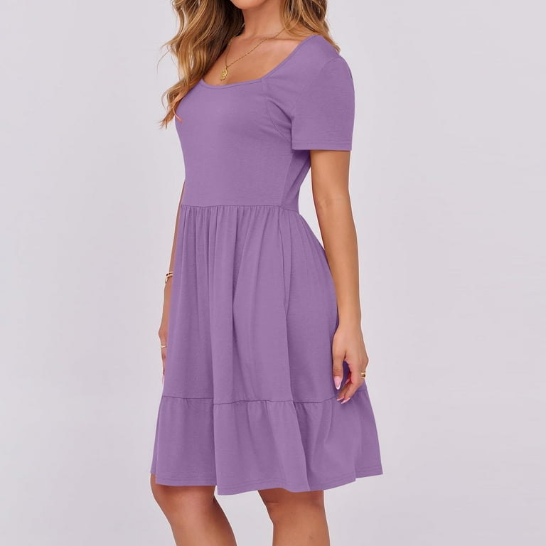 Cagogo Summer A Line Swing Pleated Flowy Midi Dresses for Women Graduation Dresses Under $10 Casual 2025 Short Sleeve Square Neck Knee Length Sexy Black Church Dress - Walmart.com Cagogo Summer A Line Swing Pleated Flowy Midi Dresses for Women Graduation Dresses Under $10 Casual 2025 Short Sleeve Square Neck Knee Length Sexy Black Church Dress - Walmart.com