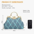 thumbnail image 4 of Denim Clutch Bag Women Quilted Evening Bag Bridal Wedding Purse Sparkly Rhinestone Handbag Beaded Pearl Crossbody Bag, 4 of 5