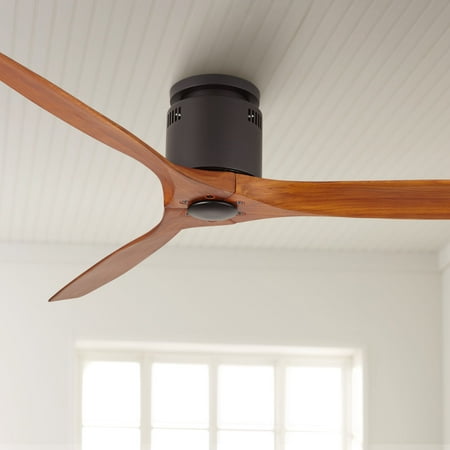 

52 Casa Vieja Rustic Farmhouse 3 Blade Indoor Hugger Ceiling Fan with Remote Control Matte Black Walnut Solid Wood for Living Kitchen Dining Room