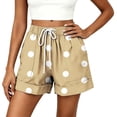thumbnail image 2 of Only Moment Polka Dot Shorts High Waist Shorts Summer Casual High Waist Drawstring Comfy Dressy Lounge Beach Vacation Shorts with Pockets Light Yellow,S, 2 of 6