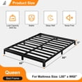 thumbnail image 2 of Bedofmine 5" Queen Bed Frame Metal Platform Heavy Duty, No Box Spring Needed, Easy Assembly, Rounded Corners, Black, 2 of 9