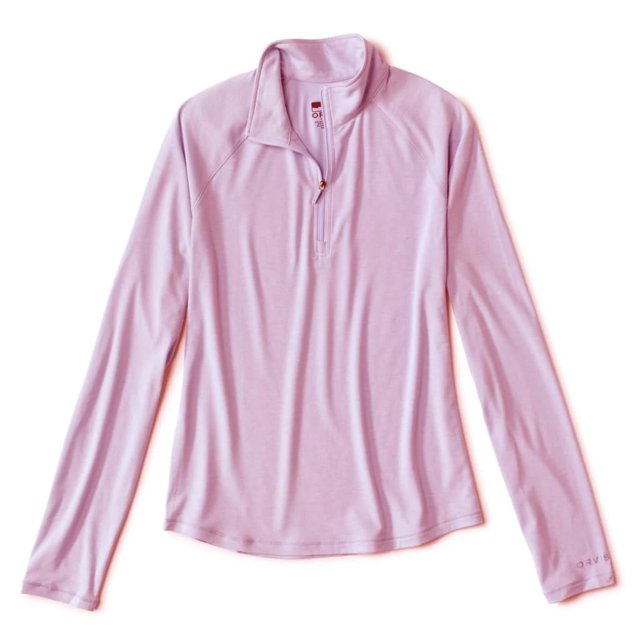Camisa Orvis Dricast para mujer con cierre en cuarto y cremallera, color lila, talla M