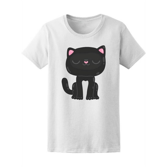 Cute Cartoon Black Cat Tee Women's -Image by Shutterstock