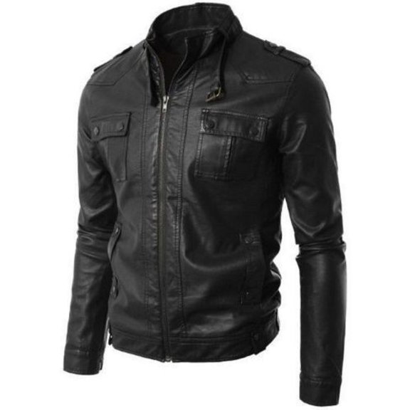 Noora Lambskin Black  Leather Biker Jacket Club Outwear Jacket Warm Leather Jacket for Men