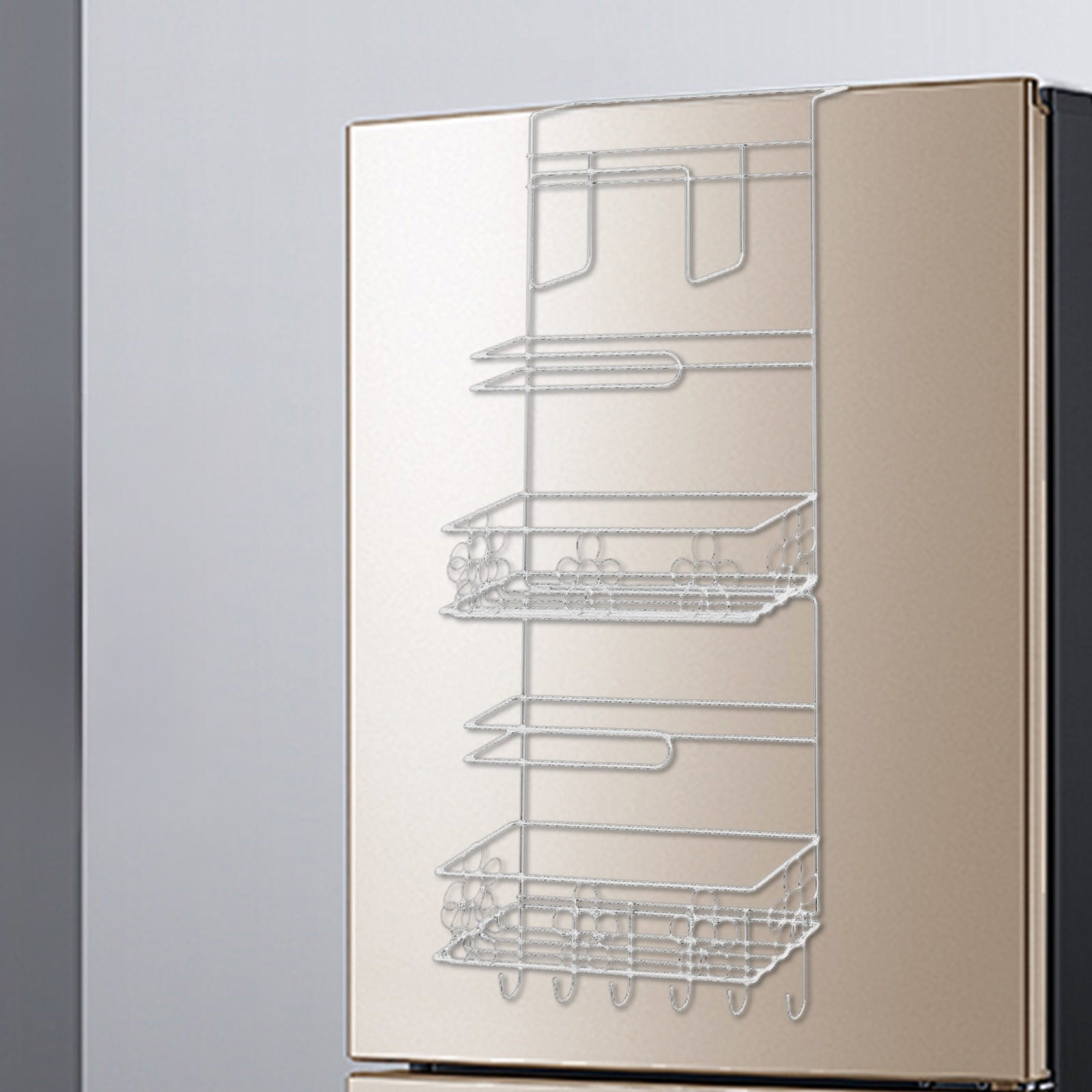 Rewenti 6 Multifunctional Refrigerator Hanging Rack, Kitchen Supplies Shelf, Spice Organizer for Refrigerator Side Storage