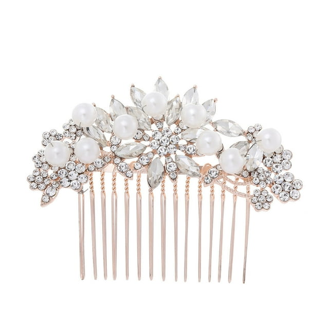 Shisuyan Peigne de Mariée en Alliage de Zinc Perlé avec Strass 1Pcs 3.3x2.4x0.8In