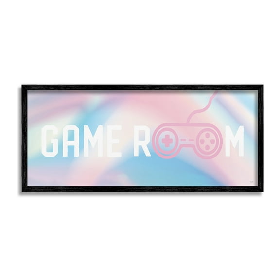 Stupell Industries Pastel Game Room Typography Painting Black Framed Art Print Wall Art, 24 x 10