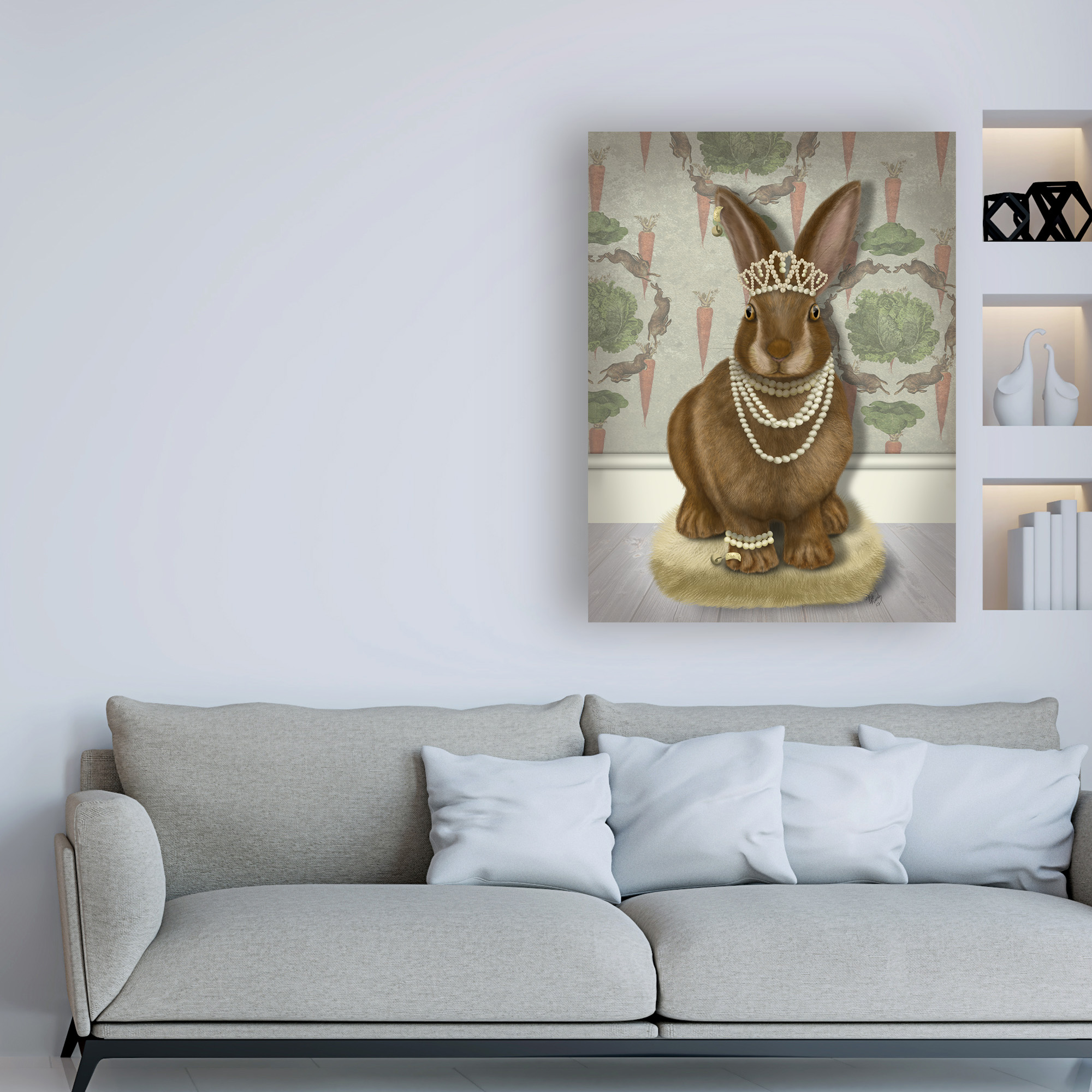Trademark Fine Art 'Rabbit and Pearls, Full' Canvas Art by Fab Funky