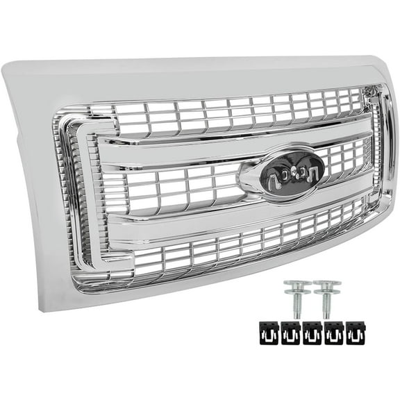 EPOTOOR Front Radiator Grille Bright Chrome DL3Z-8200-DACP Replacement for 2009-2014 F-150