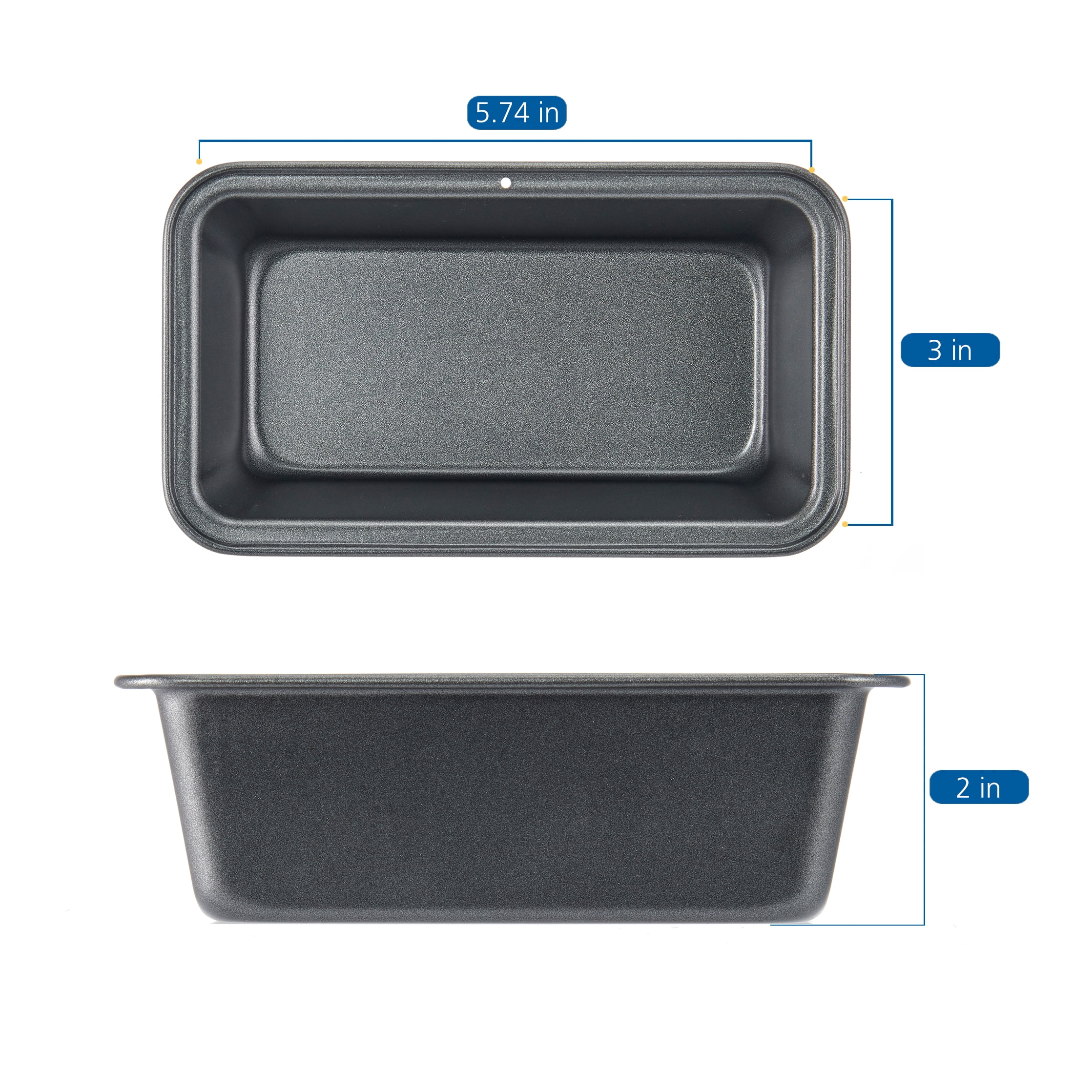 Mainstays 2pk Nonstick Mini Loaf Pan, 5.7 in W x 3 in D x 2 in H