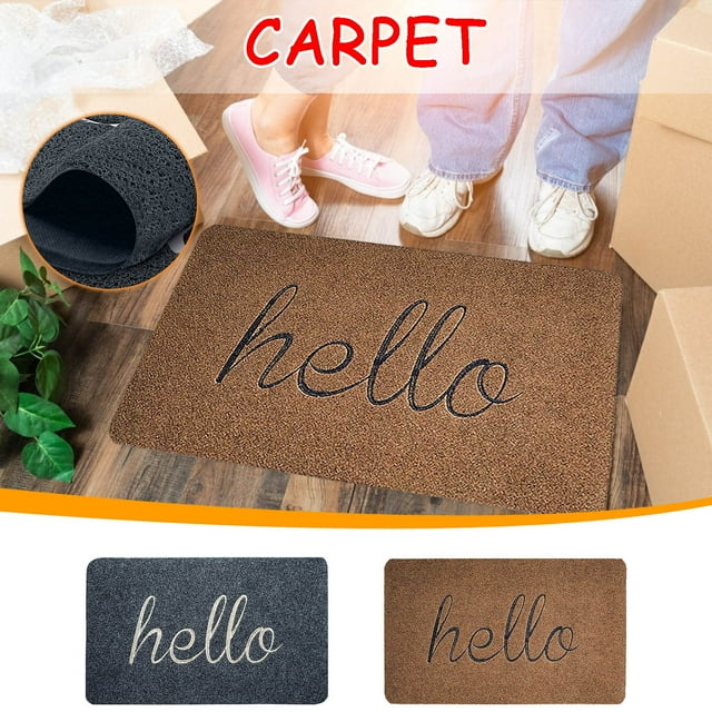 Xihbxyly Felpudo de Pascua con Diseño "Hola" En Relieve, Base Antideslizante, Multiusos, Ideal para Interiores y Exteriores, Atrapa El Barro y La Suciedad, Fácil de Limpiar, 76 X 44 Cm