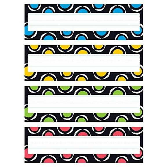 Trend Enterprises Bold Strokes Circles Desk Toppers Name Plates, 32 Pieces