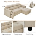 thumbnail image 4 of Linen L-Shape Sectional Sofa with Adjustable Headrest, Wireless Charging, and Hidden Storage, Beige, 4 of 35