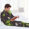 thumbnail image 6 of Yiaed Dinosaur Skeleton Print Men’s Pajamas Set - Long Sleeve Button Down Sleep Shirt and Pajama Bottoms Sleepwear Set Mens Pjs Sets Men's Pajama Bottoms-Small, 6 of 7