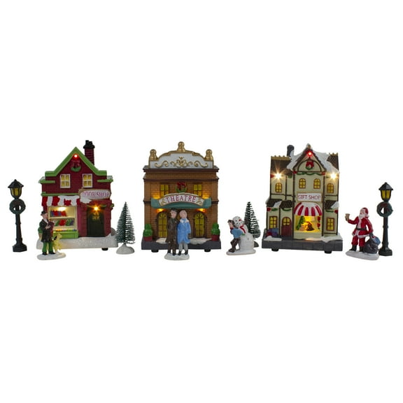 Northlight 11-Piece LED Lighted Theater and Shops Christmas Village Display Set