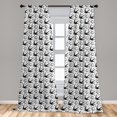 thumbnail image 5 of Ambesonne Moon Curtains, Flying Swallows Stars, Pair of 28"x63", Black White, 5 of 5