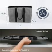CleverMade Foldable Reusable Shopping Bag, 30L Collapsible EcoBasket Tote, Shadow Gray/Midnight Black
