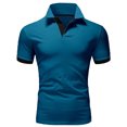 thumbnail image 2 of DPTALR Men's Patchwork Button Turn-down Collar Short Sleeve Casual Blouse Shirt, 2 of 3