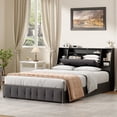 thumbnail image 5 of Someet 2 in 1 Queen Size Removable Upholstered Bookcase Headboard with 2 USB & 2 Type-C Port & Power Outlets & LED Light, Black, 5 of 11