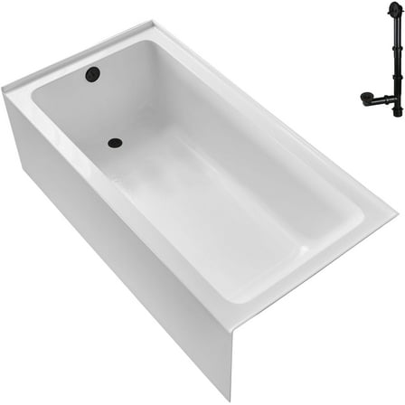 Streamline GA-303-8-BL 66 in. x 34 in. Acrylic Left-Hand Drain Alcove Bathtub in Glossy White With External Drain in Matte Black