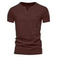 thumbnail image 6 of Coorders George Men's Henley Shirts Classic Short Sleeve Fashion Basic Button Cotton T-Shirt with Pocket, Wine, Size XL, 6 of 7