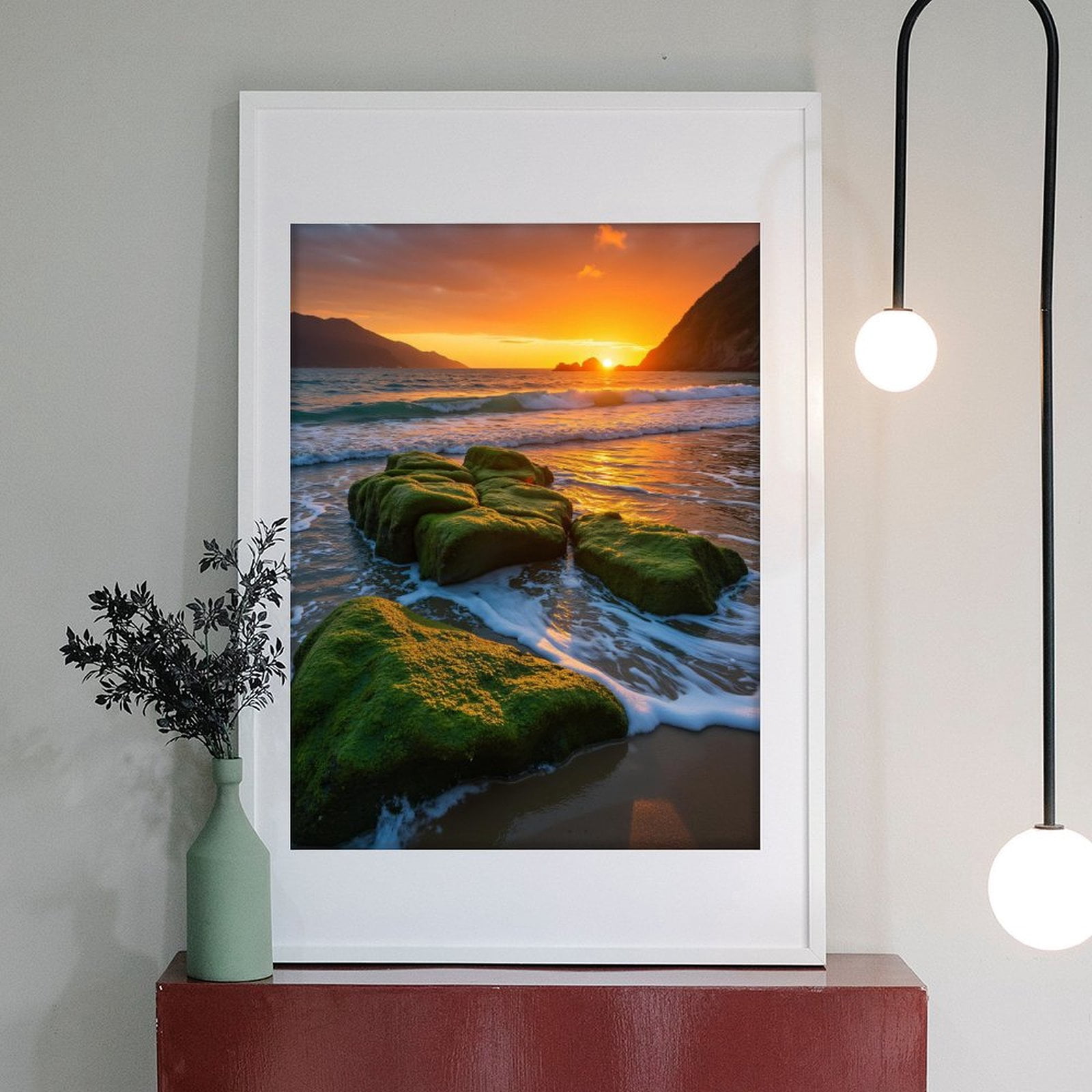 Diamond Art Kits for Adults - 5d Sunset Ocean Mossy Rocks Serenity Diamond Painting for Adults, Diamond Art for Adults Beginners, Diamond Painting Kits for Adults for Home Wall Decor