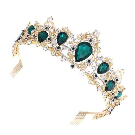 Minkissy Green Wedding with Comb, Sparkling Rhinestone Bridal , Lightweight Alloy Hair Accessory