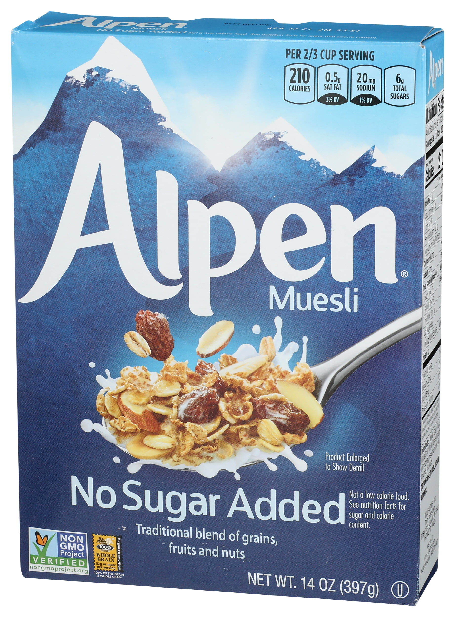 Alpen No Sugar Added Cereal, 14 Ounce, Pack of 12