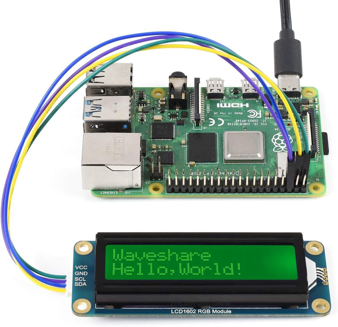 1602 LCD Display RGB Module 16x2 Characters 16M Colors RGB Backlight LCD Module, 3.3V/5V Compatible, I2C Bus, for /Pi Pico, Jetson Nano Arduino