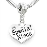 Sexy Sparkles Silver Plated Base Family Hearts Charm Bead for Snake Chain Bracelet Special Niece - Zinc Metal Alloy