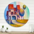 thumbnail image 2 of Designart 'A Red Roof House With In The Village' Modern Circle Metal Wall Art 23x23 - Disc of 23, 2 of 5