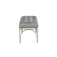 thumbnail image 6 of DecMode Velvet Tufted Bench with Gold Metal Legs, Gray, 6 of 13